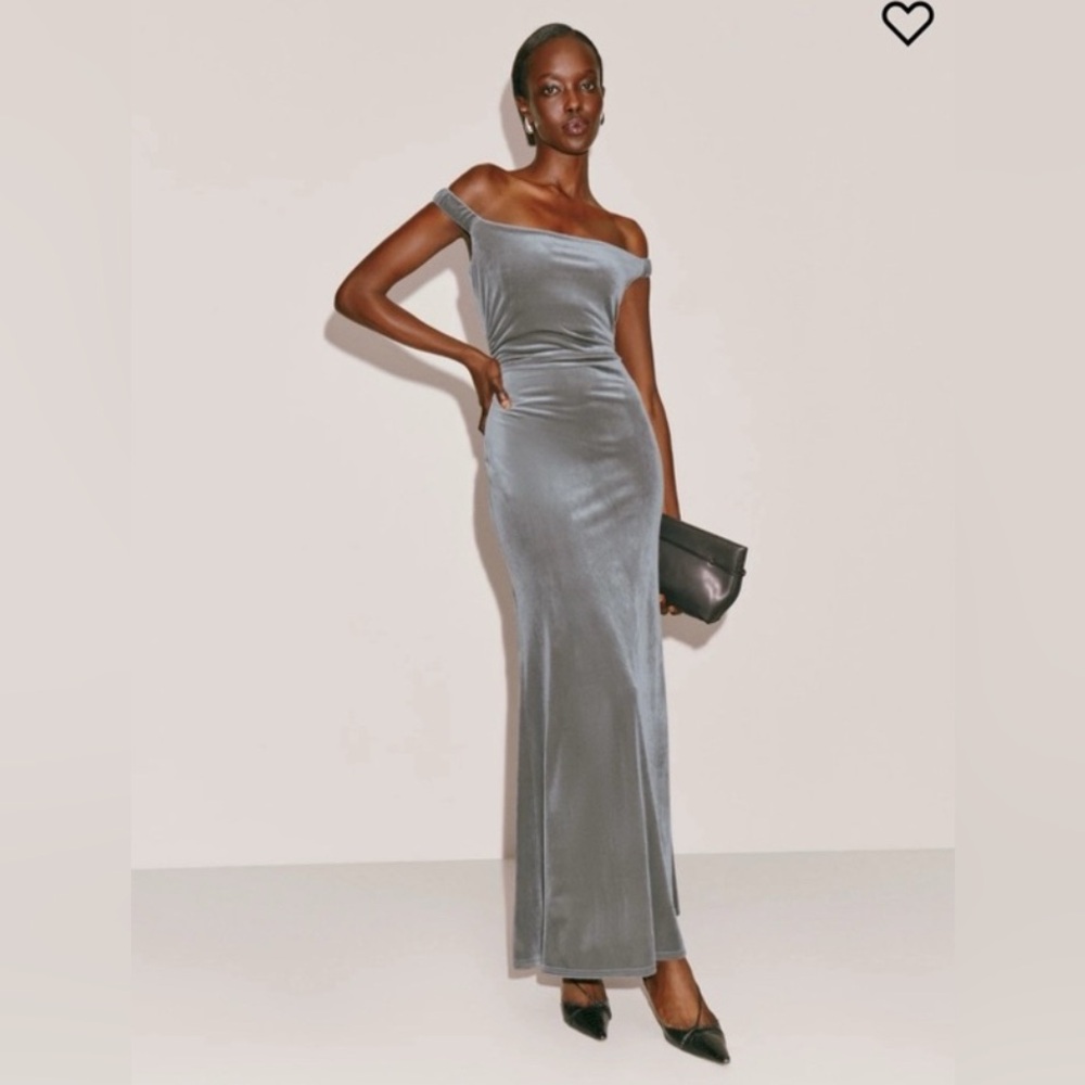 Reformation Ritz Knit Dress Grey Velvet